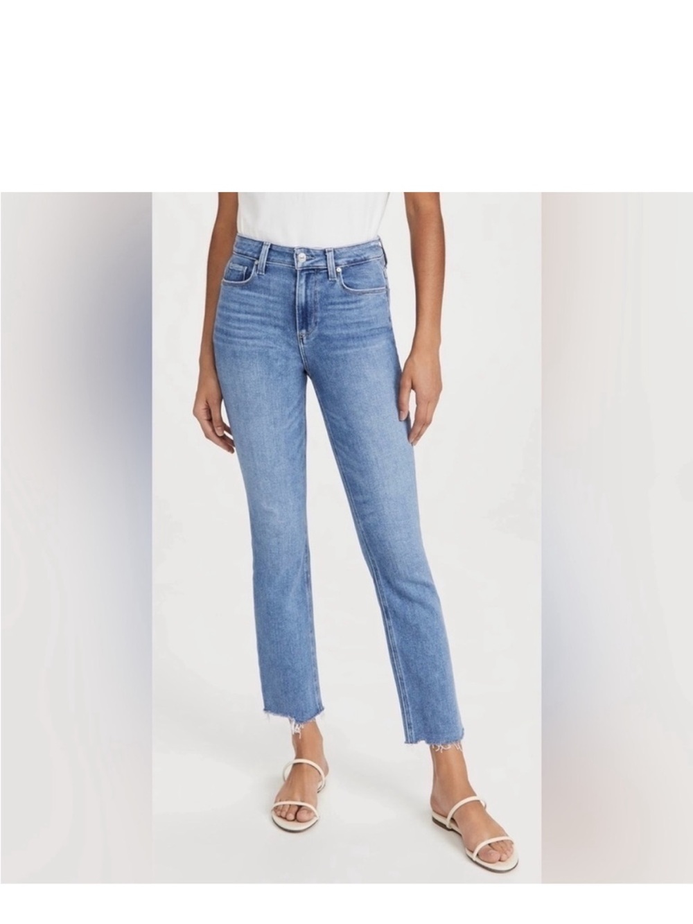 PAIGE Light Blue High-Rise Cropped Straight Jeans